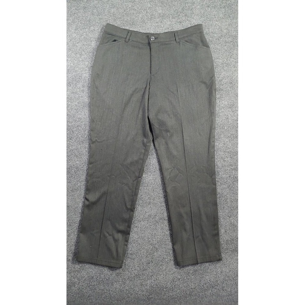 Lee Women's Relaxed Fit Gray Herringbone Dress Pants 12 Career Work Slacks